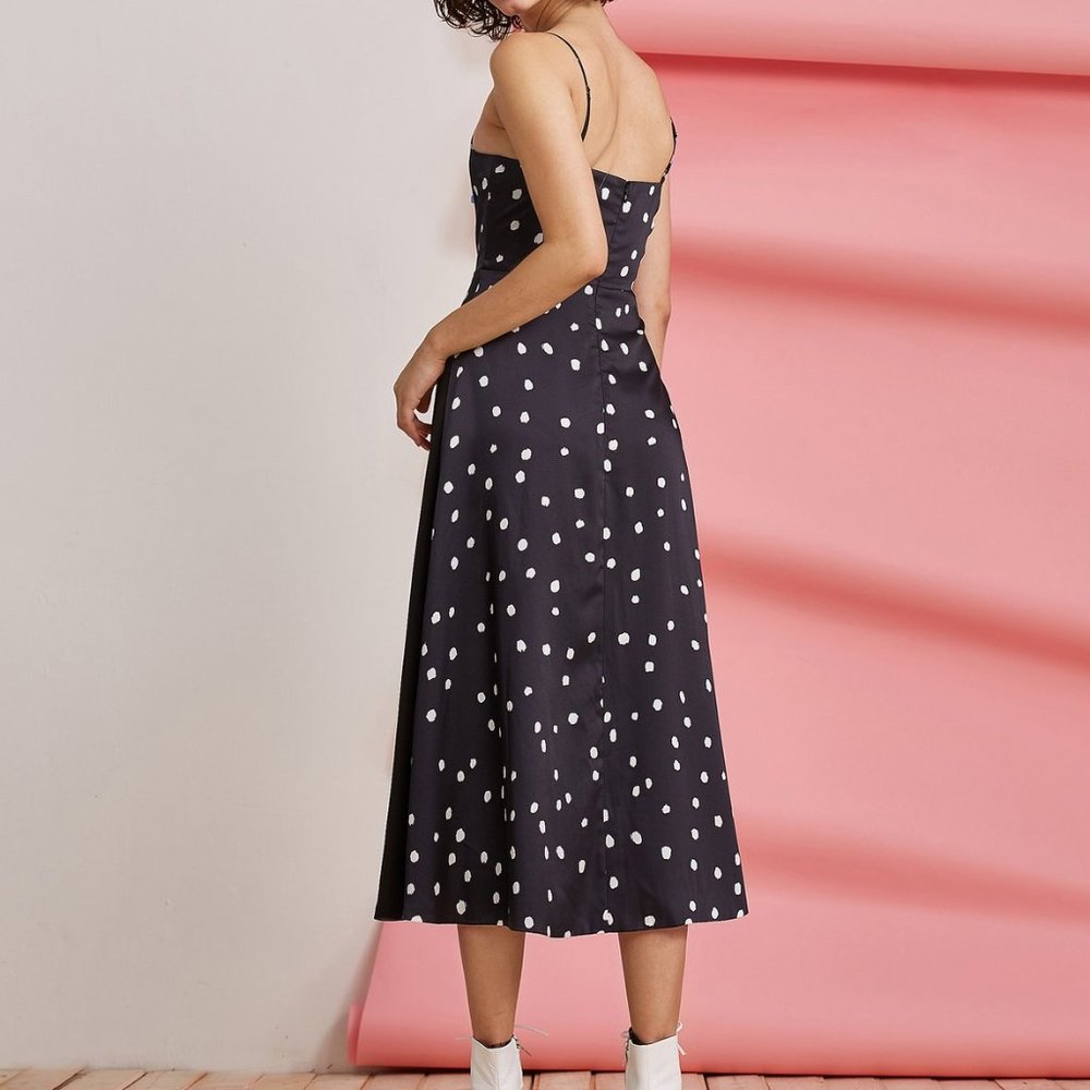 Foxiedox Black/White Chiffon A-Line Midi Dress NWT - Picture 5 of 8